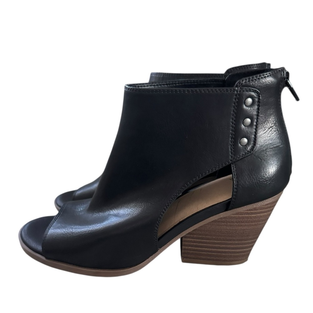 Frye and Co Womens Greyson Heeled Black Open Toe Booties  size 8.5
